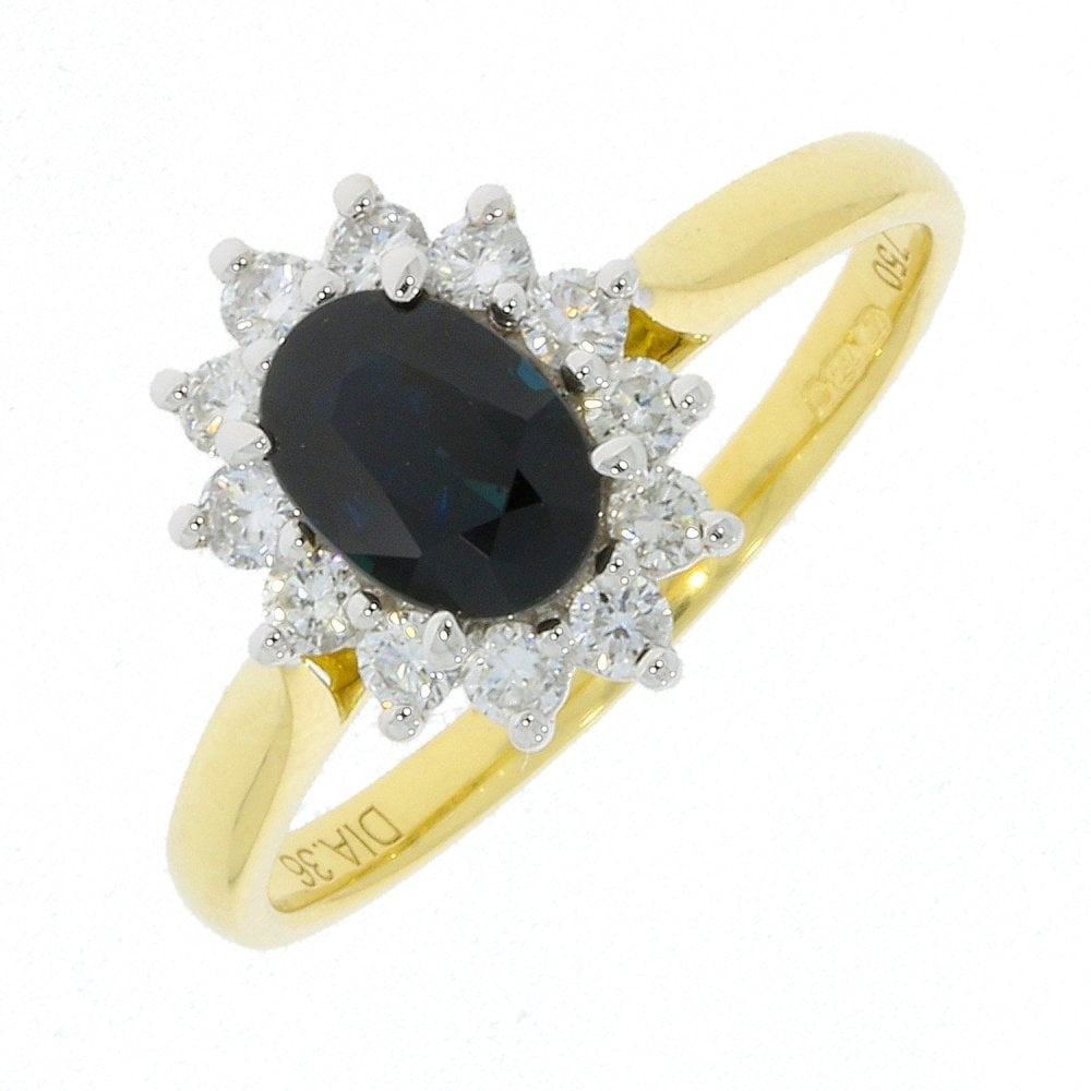 18CT GOLD CLAW SET SAPPHIRE & DIAMOND RING