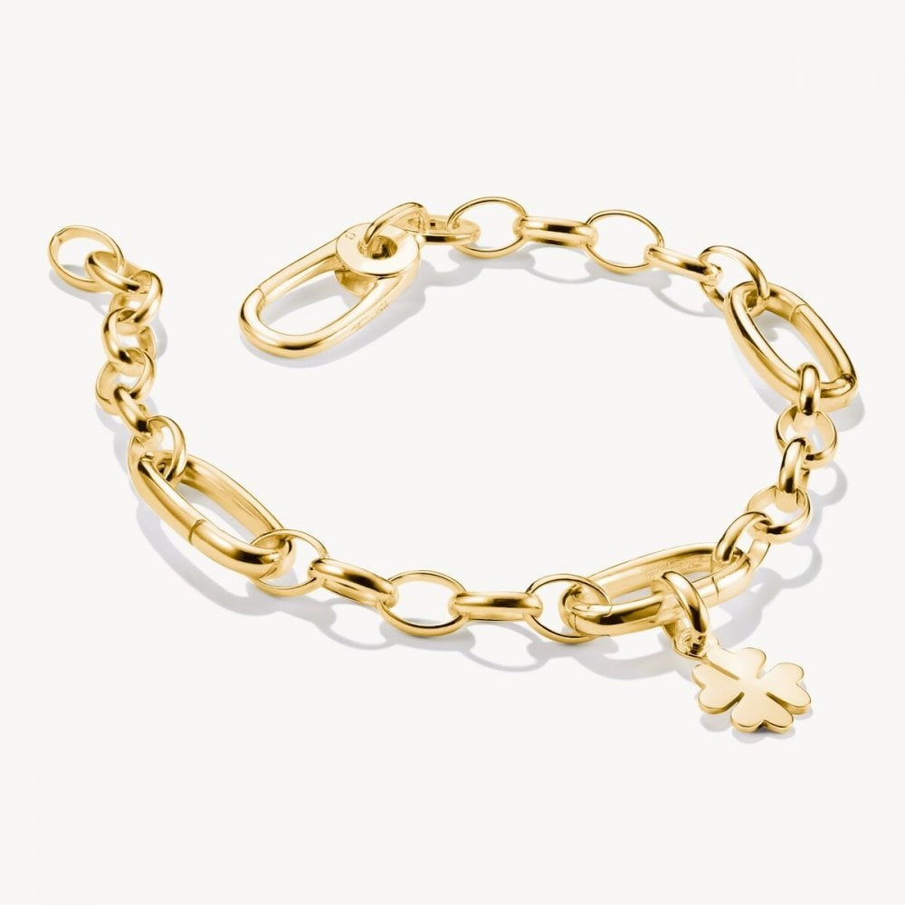 18CT GOLD ON SIL CHARM BRACELET WITH CONNECT LINK