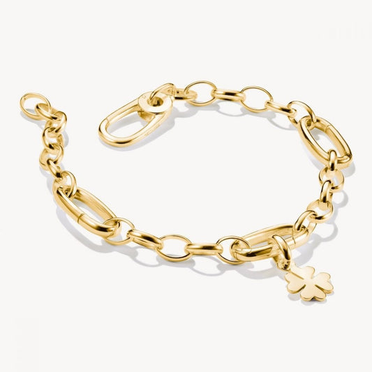 18CT GOLD ON SIL CHARM BRACELET WITH CONNECT LINK