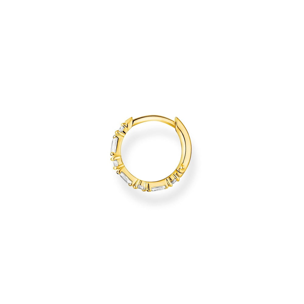 18CT GOLD ON SILVE ZIRCONIA DANCING STONES HOOP EARRINGS