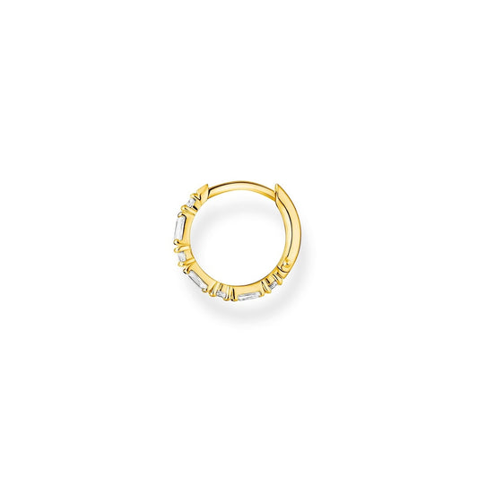 18CT GOLD ON SILVE ZIRCONIA DANCING STONES HOOP EARRINGS