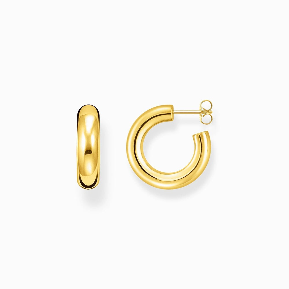18CT GOLD ON SILVER 22MM SMALL CHUNKY HOOP EARRINGS