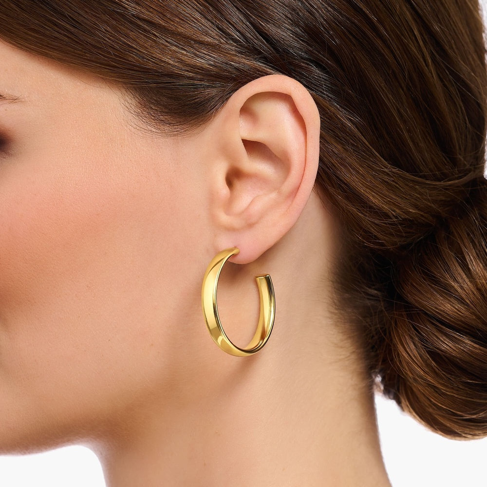 18CT GOLD ON SILVER 36MM MEDIUM CHUNKY HOOP EARRINGS