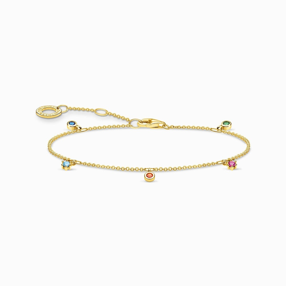 18CT GOLD ON SILVER BRACELET WITH COLOURFUL STONES