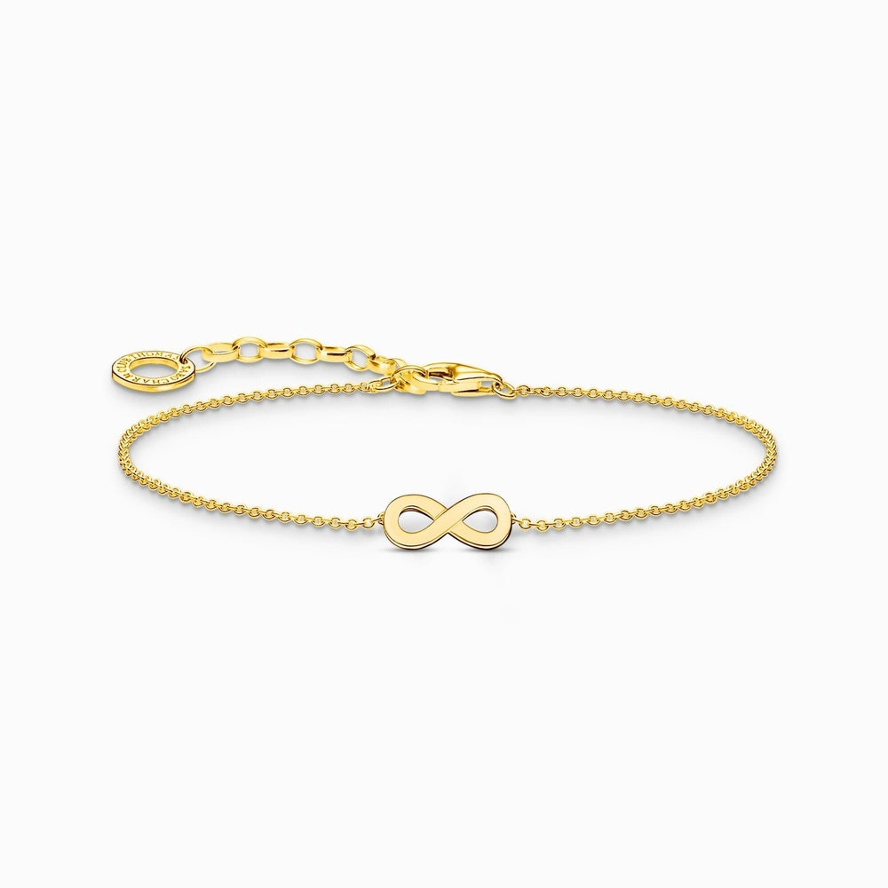 18CT GOLD ON SILVER BRACELET WITH INFINITY PENDANT