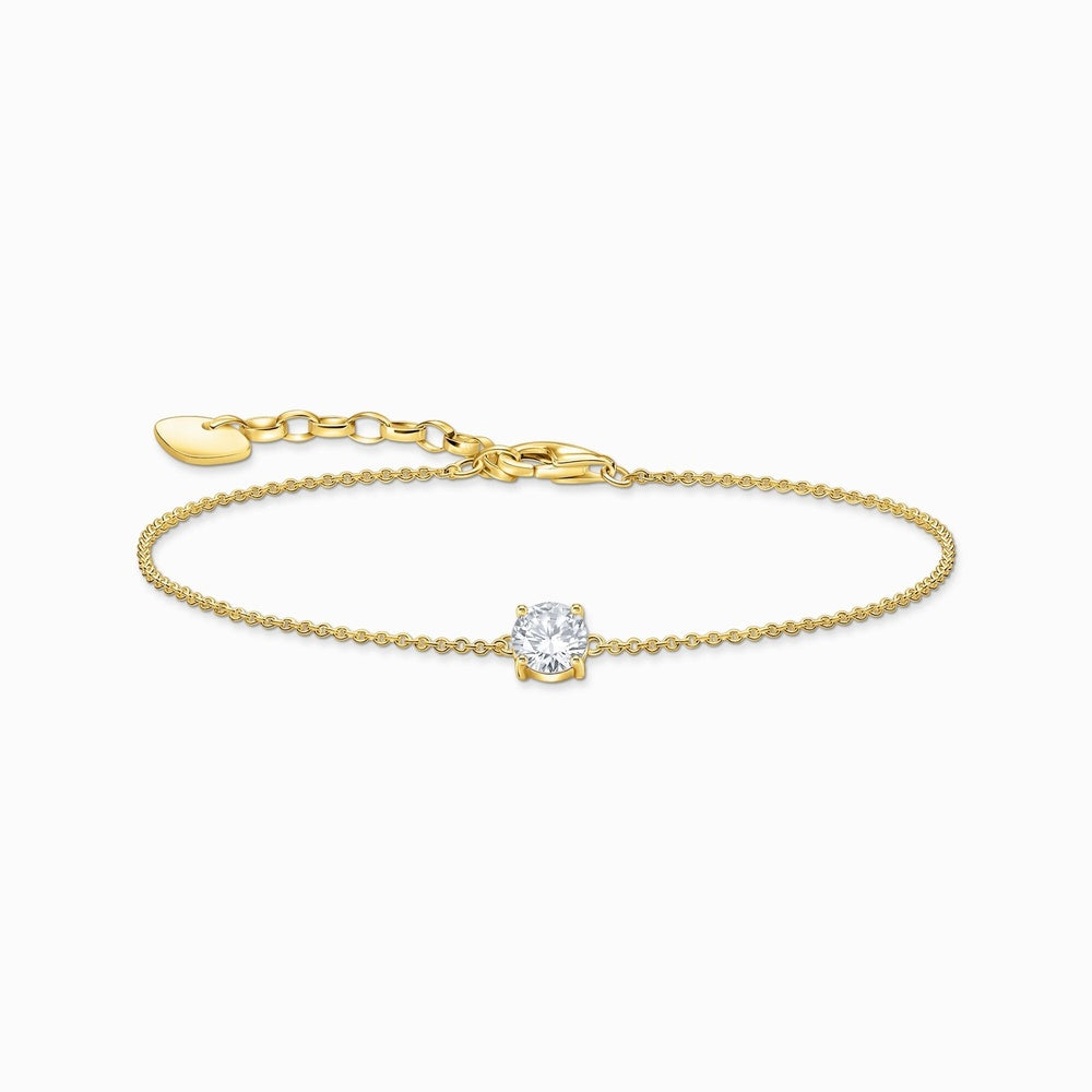 18CT GOLD ON SILVER BRACELET WITH WHITE ZIRCONIA STONE