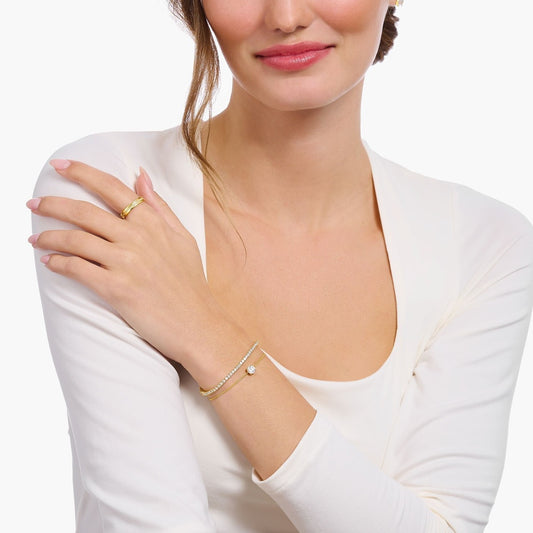 18CT GOLD ON SILVER BRACELET WITH WHITE ZIRCONIA STONE