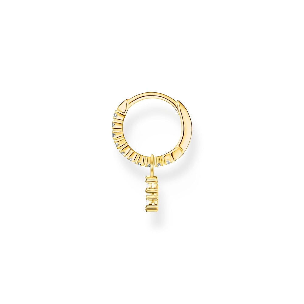 18CT GOLD ON SILVER CLAW SET ZIRCONIA HOOP EARRINGS WITH STAR PENDANT