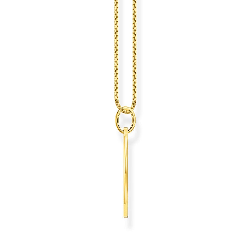 18CT GOLD ON SILVER COLUMN TAG WITH ZIRCONIA NECKLACE