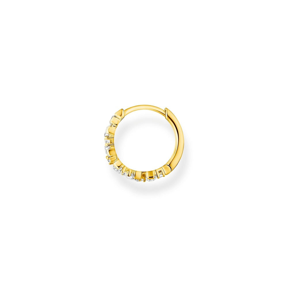 18CT GOLD ON SILVER DANCING STONES HOOP EARRINGS