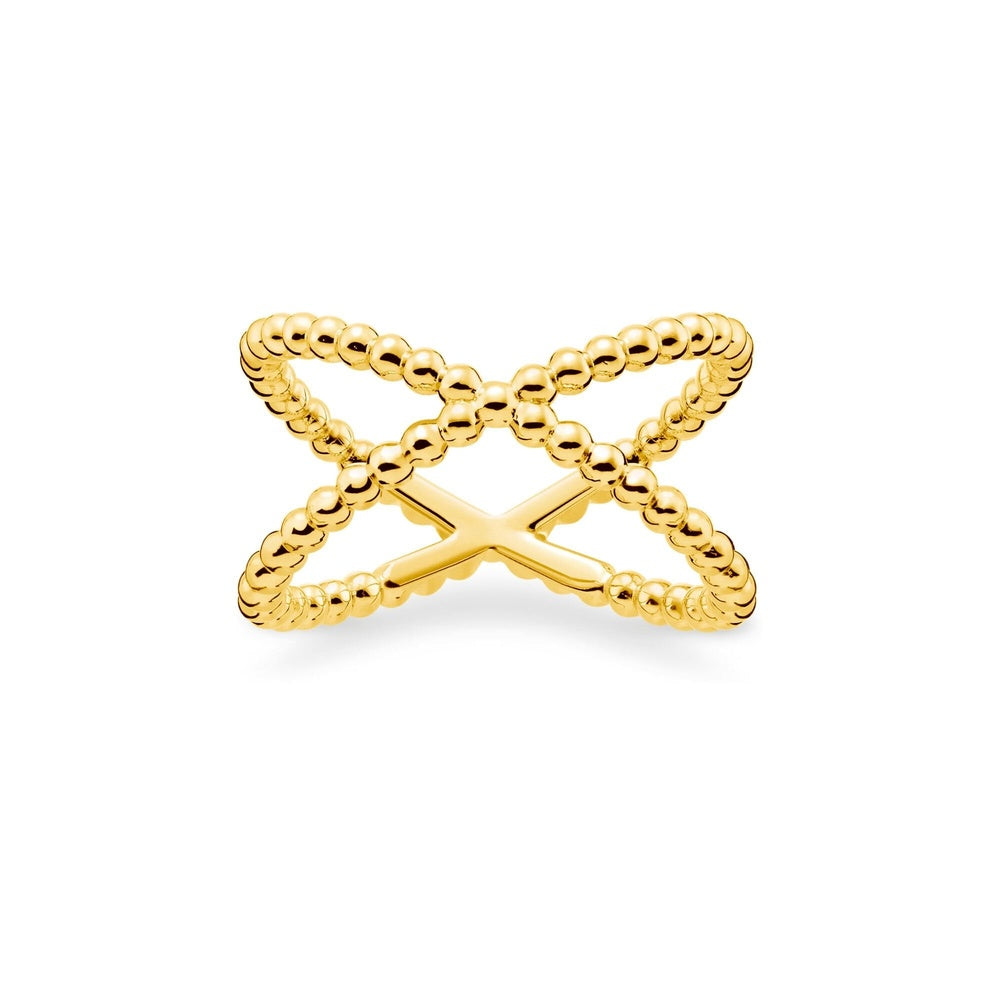 18CT GOLD ON SILVER DOTS RING 