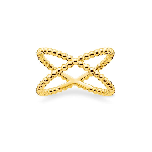 18CT GOLD ON SILVER DOTS RING 
