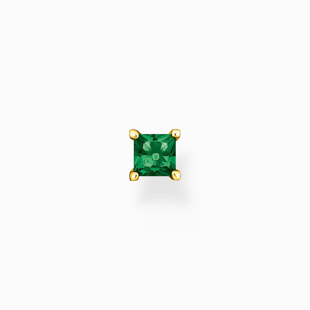 18CT GOLD ON SILVER EMERALD COLOURED STUD EARRINGS