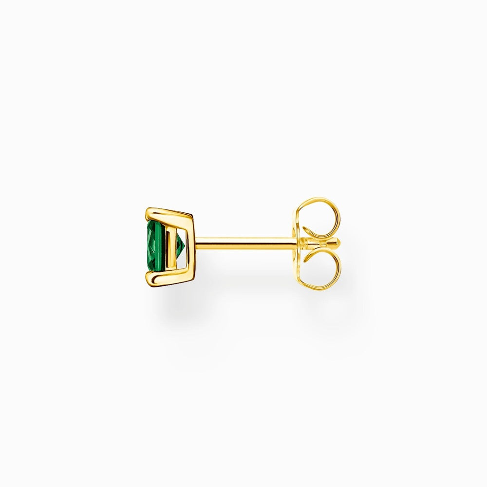 18CT GOLD ON SILVER EMERALD COLOURED STUD EARRINGS