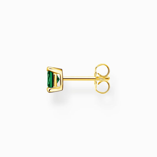 18CT GOLD ON SILVER EMERALD COLOURED STUD EARRINGS