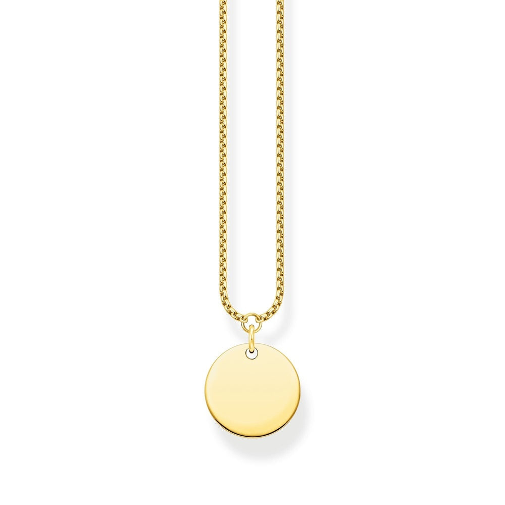 18CT GOLD ON SILVER ENGRAVABLE DISC NECKLACE