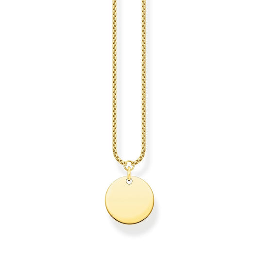 18CT GOLD ON SILVER ENGRAVABLE DISC NECKLACE
