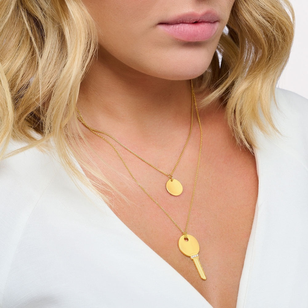 18CT GOLD ON SILVER ENGRAVABLE DISC NECKLACE