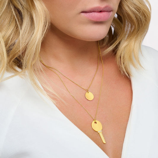 18CT GOLD ON SILVER ENGRAVABLE DISC NECKLACE