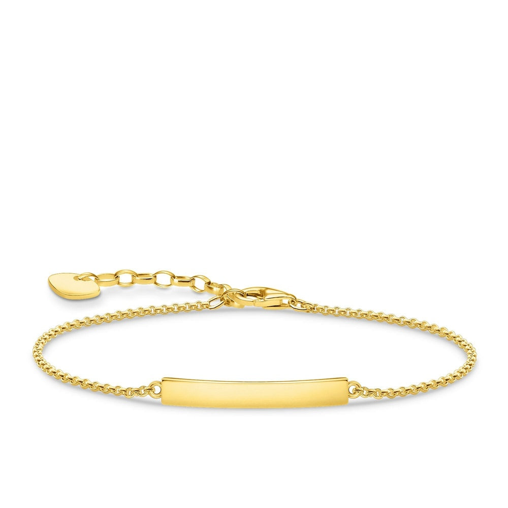 18CT GOLD ON SILVER ENGRAVABLE IDENTITY BRACELET WITH HEART DETAIL