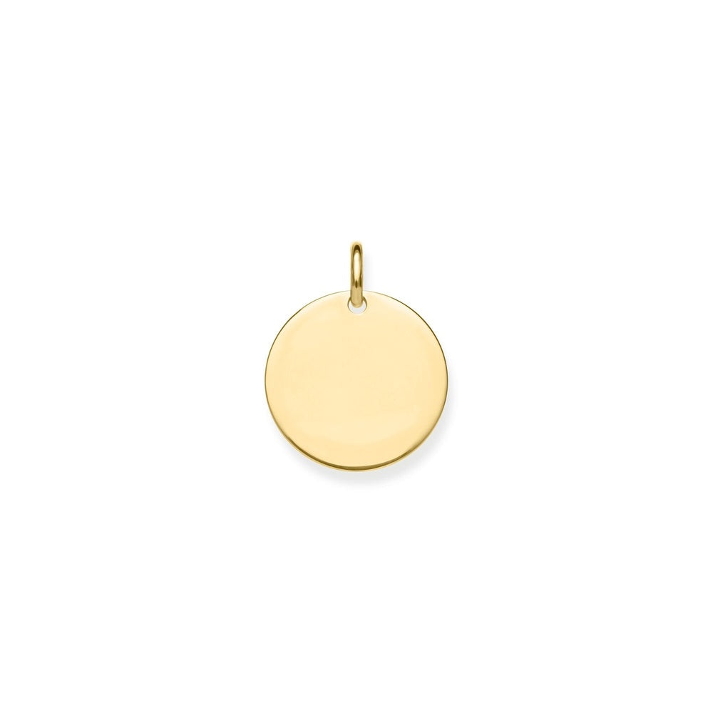 18CT GOLD ON SILVER LARGE ENGRAVABLE DISC PENDANT