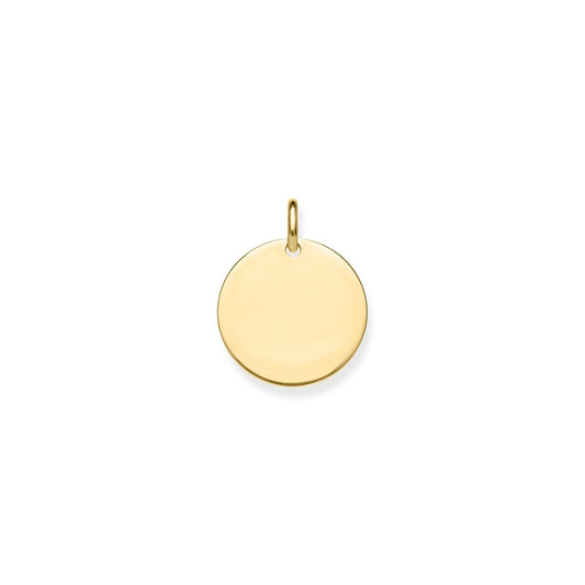 18CT GOLD ON SILVER LARGE ENGRAVABLE DISC PENDANT