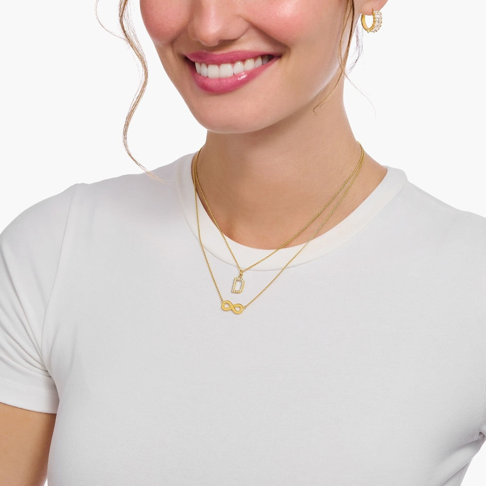18CT GOLD ON SILVER NECKLACE WITH INFINITY PENDANT