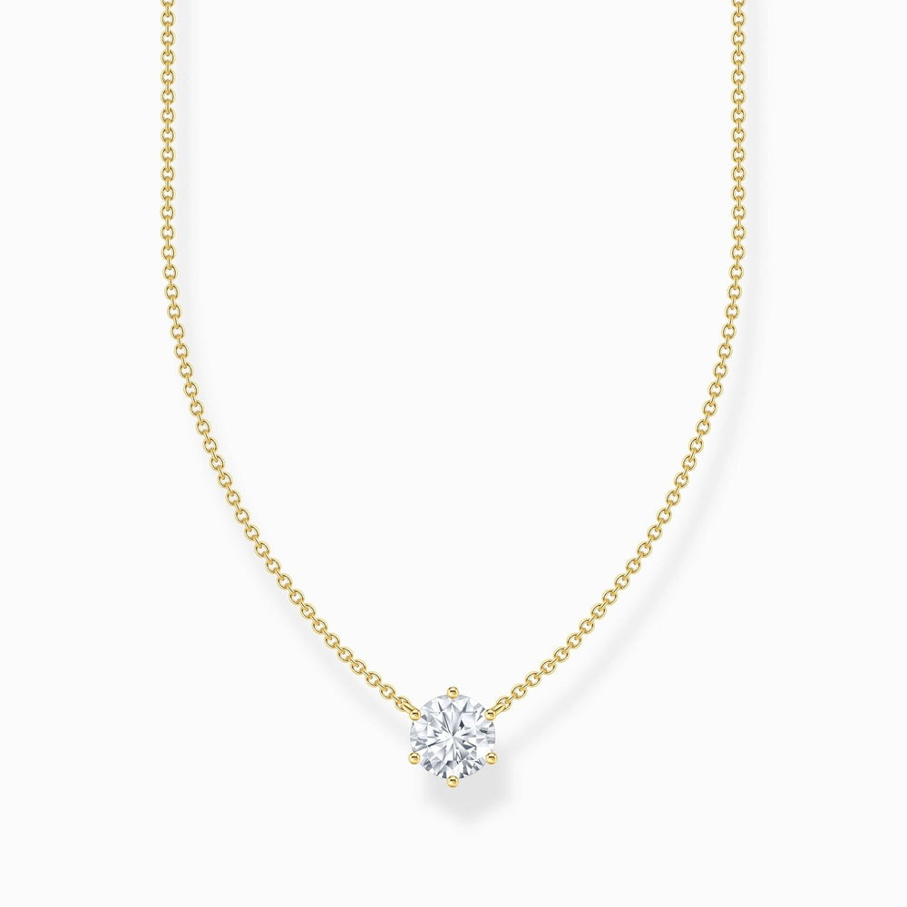 18CT GOLD ON SILVER NECKLACE WITH WHITE ZIRCONIA