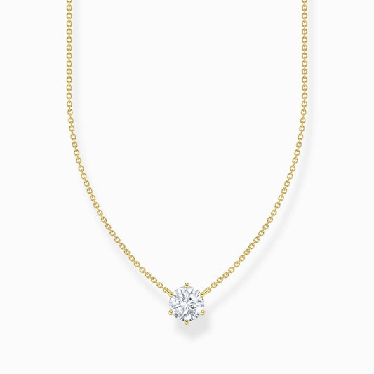 18CT GOLD ON SILVER NECKLACE WITH WHITE ZIRCONIA