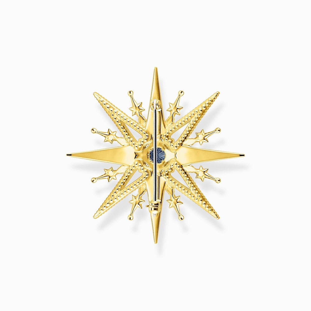 18CT GOLD ON SILVER STAR BROOCH WITH COLOURED STONES