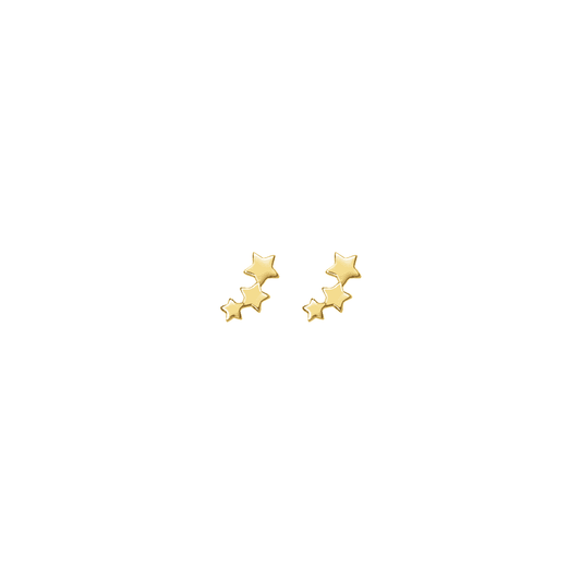 18CT GOLD ON SILVER TRIPLE STARS STUD EARRINGS