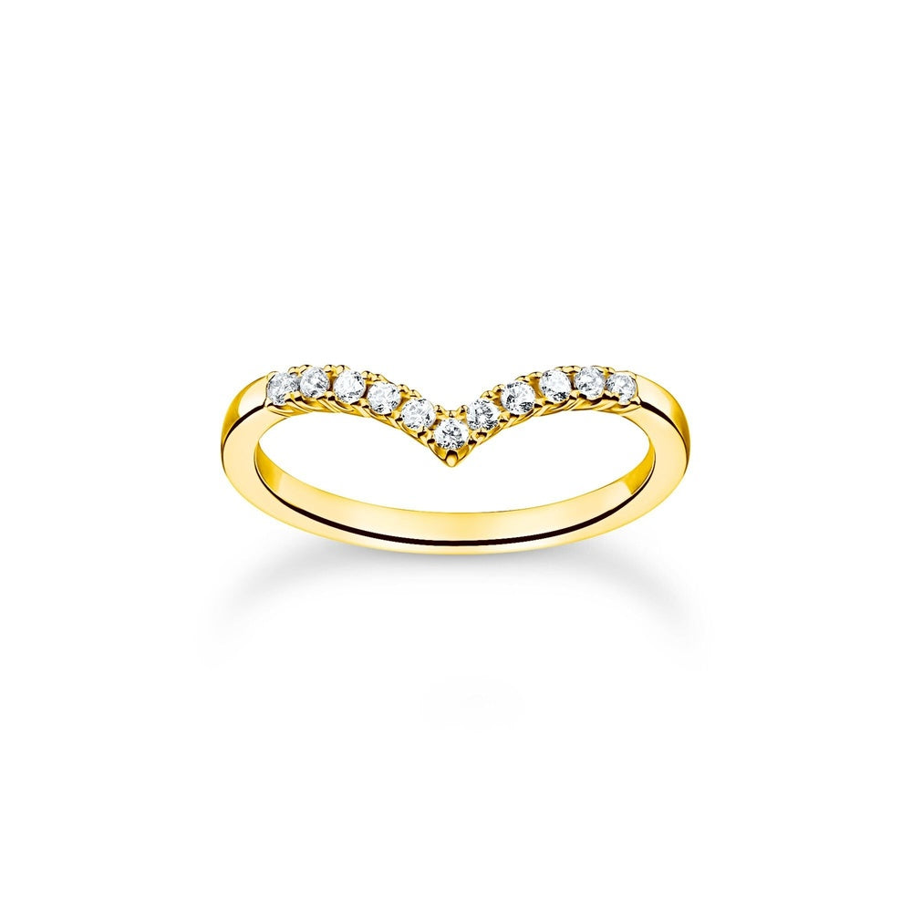 18CT GOLD ON SILVER WISHBONE ZIRCONIA RING