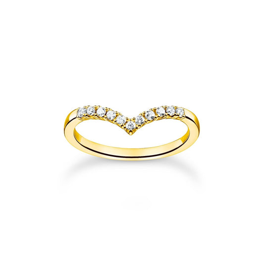 18CT GOLD ON SILVER WISHBONE ZIRCONIA RING