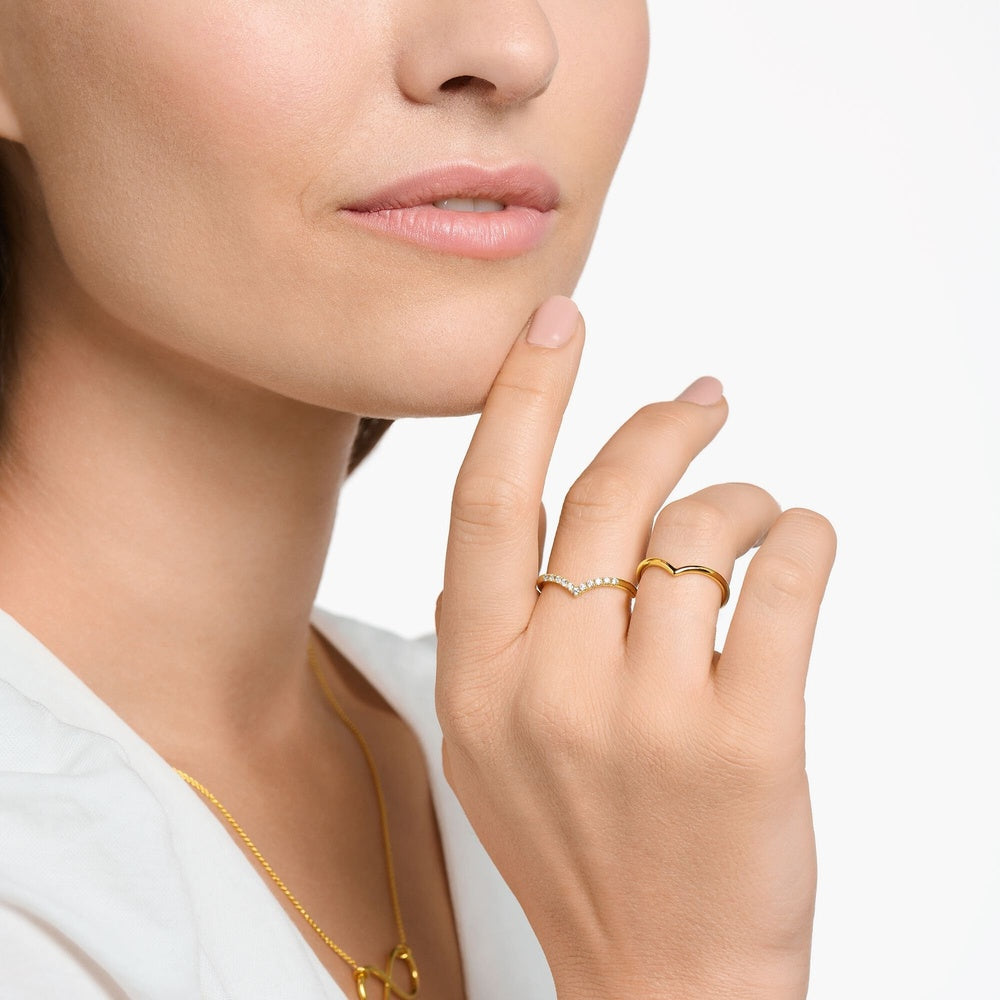 18CT GOLD ON SILVER WISHBONE ZIRCONIA RING