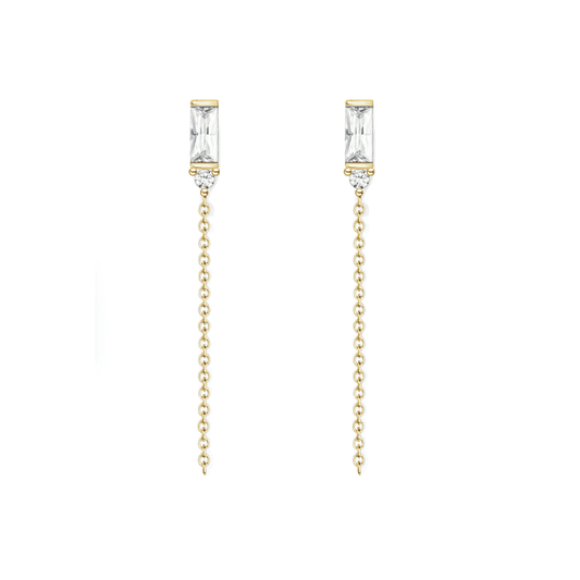 18CT GOLD ON SILVER ZIRCONIA DROP EARRINGS
