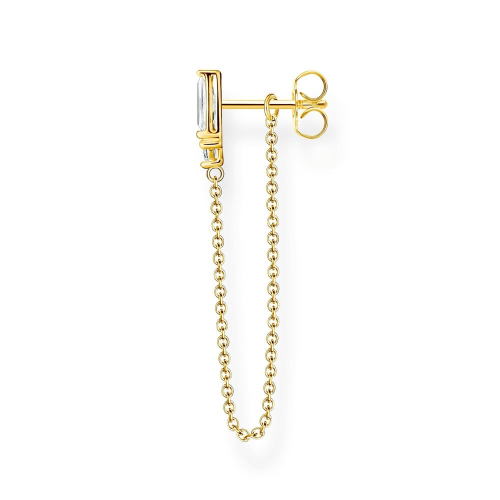 18CT GOLD ON SILVER ZIRCONIA DROP EARRINGS