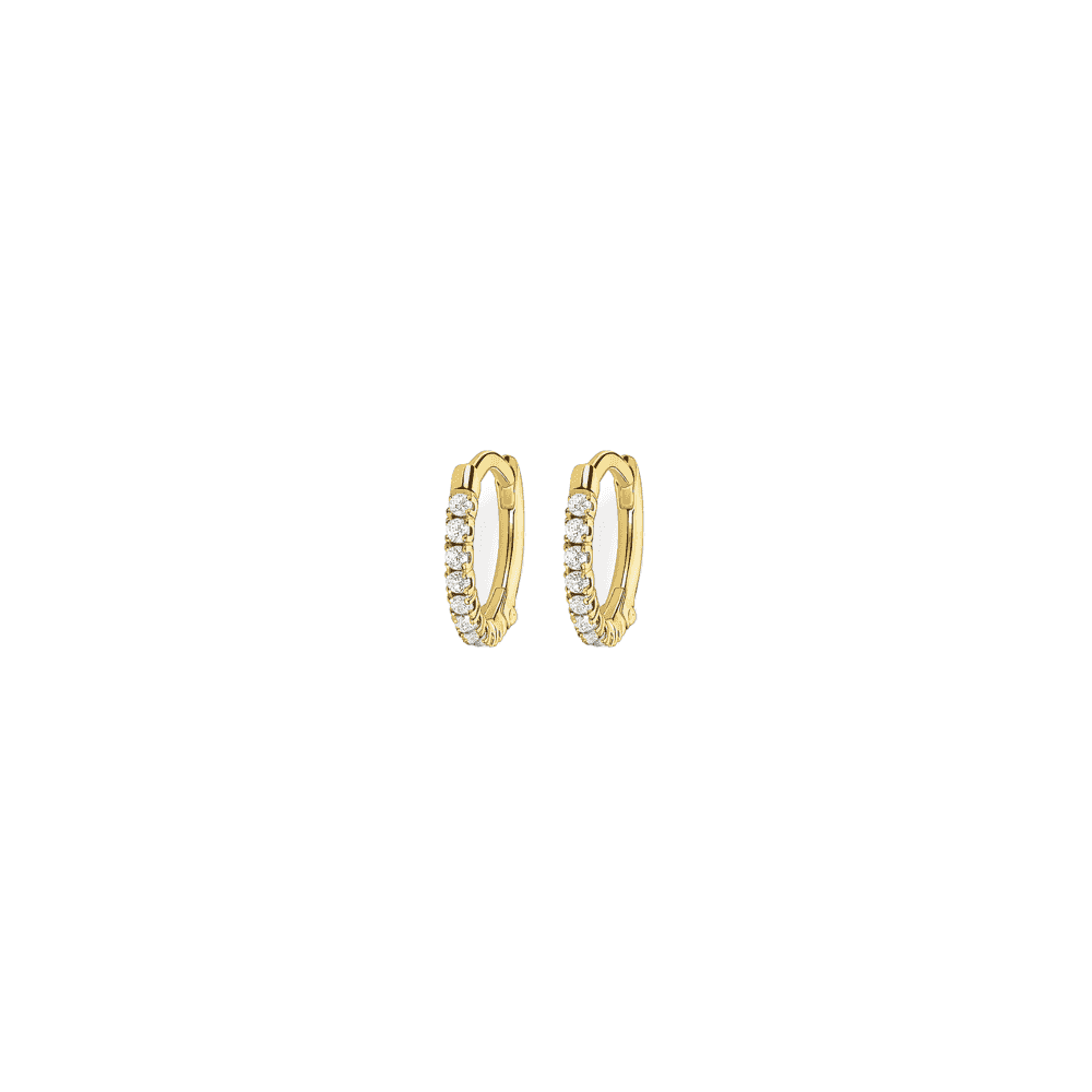 18CT GOLD ON SILVER ZIRCONIA HOOP EARRINGS