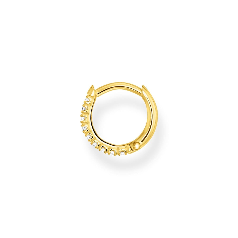 18CT GOLD ON SILVER ZIRCONIA HOOP EARRINGS