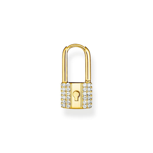 18CT GOLD ON SILVER ZIRCONIA LOCK DROP EARRINGS