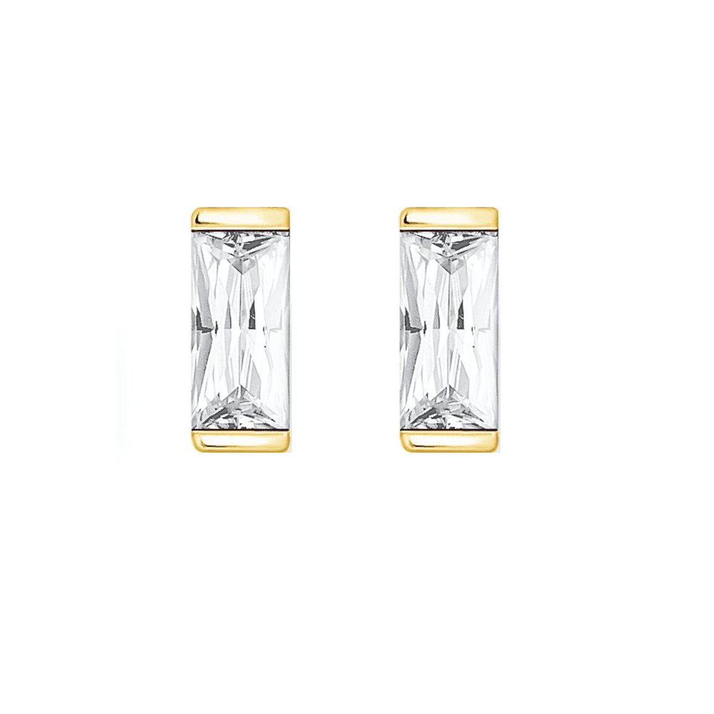 18CT GOLD ON SILVER ZIRCONIA STUD EARRINGS