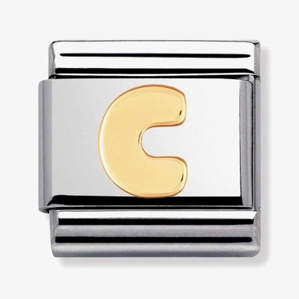 18CT GOLD & STAINLESS STEEL LETTER "C" CHARM