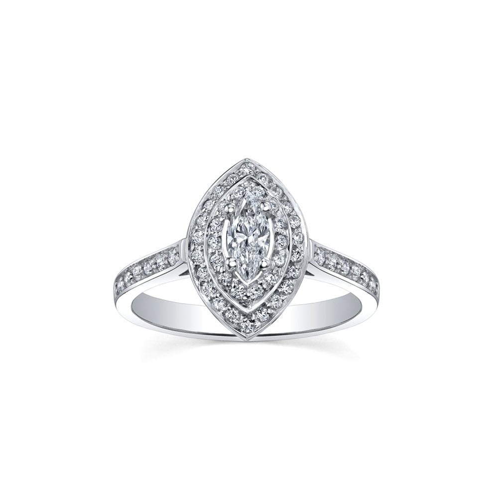 18CT MARQUISE HALO DIAMOND RING