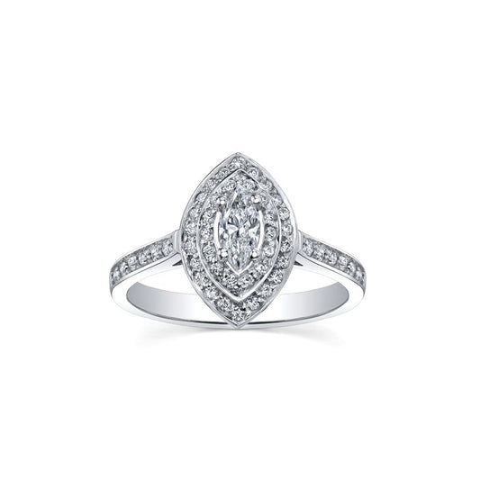 18CT MARQUISE HALO DIAMOND RING