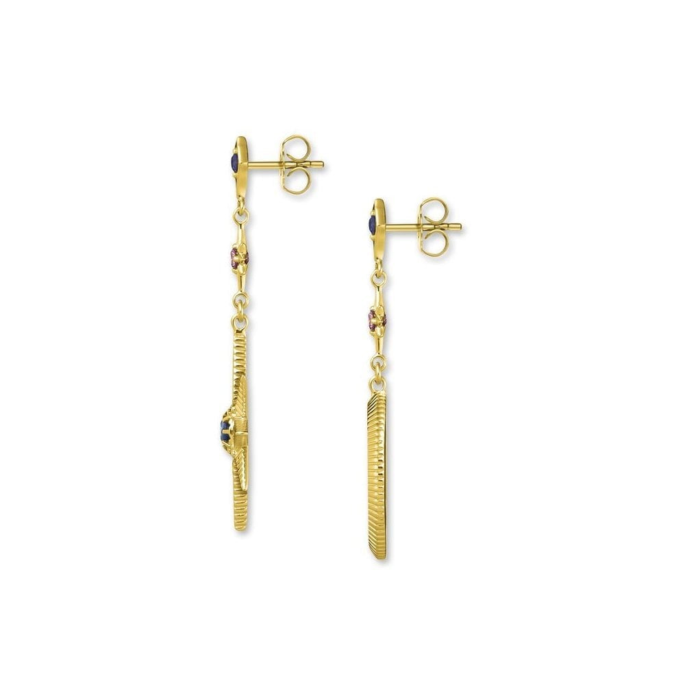 18CT PVD GOLD ON STERLING SILVER STAR & MOON DROP EARRINGS