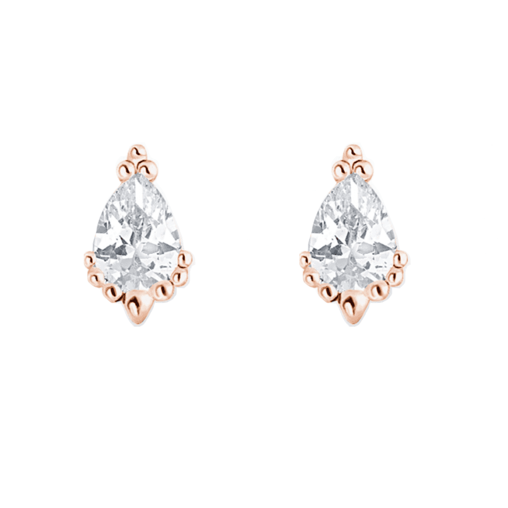 18CT ROSE GOLD ON SILVER ICE CRYSTAL STUD EARRINGS 