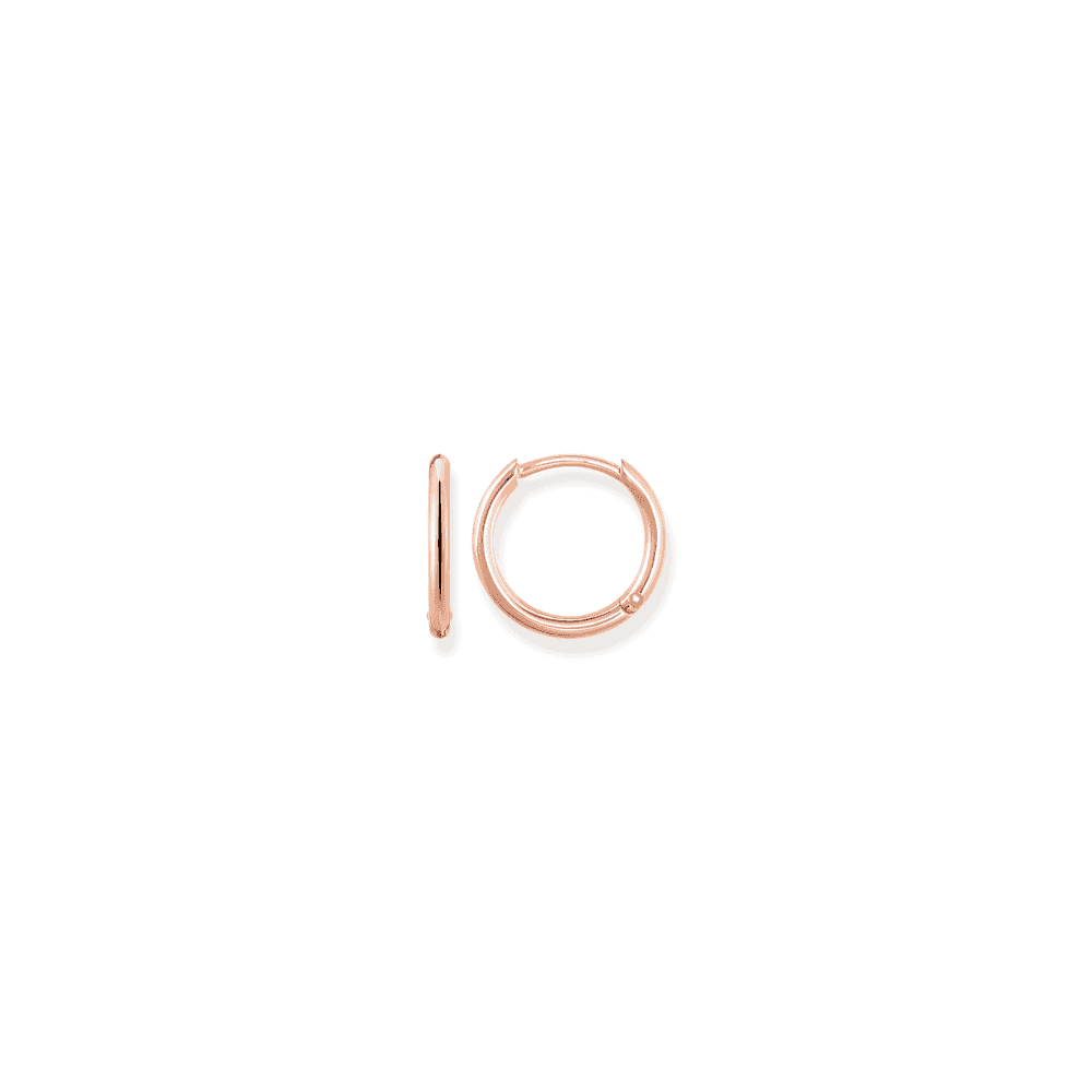 18CT ROSE GOLD ON SILVER SMALL PLAIN HOOP EARRINGS