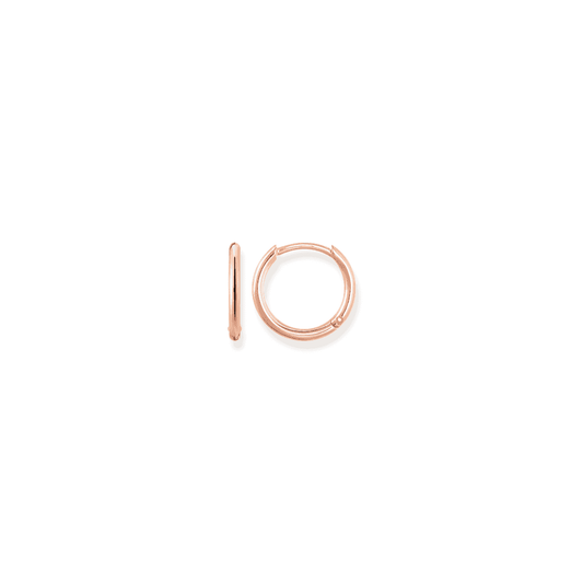 18CT ROSE GOLD ON SILVER SMALL PLAIN HOOP EARRINGS