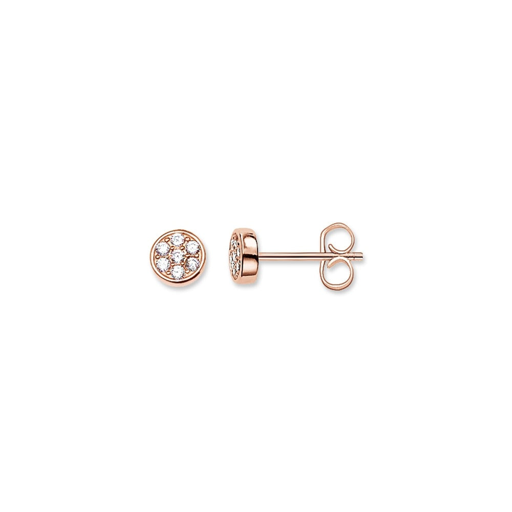 18CT ROSE GOLD ON SILVER SPARKLING CIRCLES STUD EARRINGS