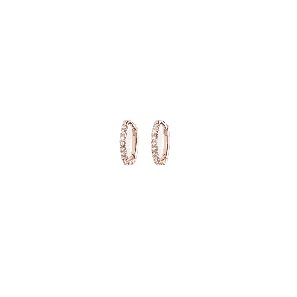 18CT ROSE GOLD ON SILVER ZIRCONIA HOOP EARRINGS