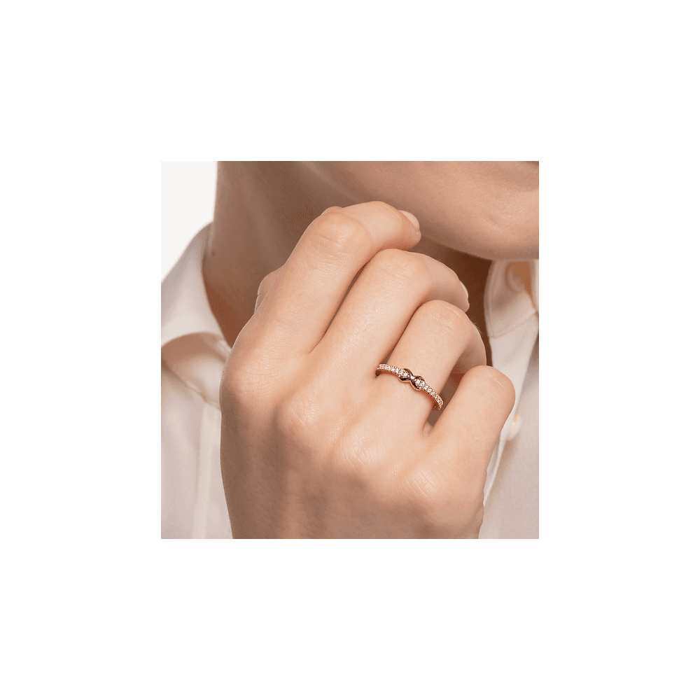 18CT ROSE GOLD ON SILVER ZIRCONIA INFINITY RING 